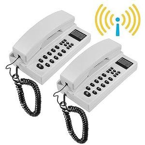 Draadloze intercoms, 2,4 GHz 433 MHz draadloos audio-intercomsysteem Telefoon Veilige handsets Uitbreidbaar for magazijn Office Home voor thuis, zakelijk of op kantoor(White-2 piece)