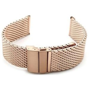 YAGHANG Milanese Band Compatibel Met Horlogeband 20 Mm 22 Mm Dubbele Druk Vouwgesp Milan Mesh Riem Metalen Horlogearmband Zwart Zilveren Armband(Rose Gold,20mm)