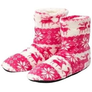 LYHYDMA Slipper sok Kerst Elanden Indoor Sokken Volwassen Thuis Slippers Vrouwen Winter Vloer Schoenen Schoenen Warm Bont Slides Dames Pluche Slippers, Roze 39 41 27cm, one size