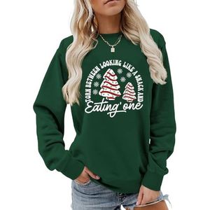 MLZHAN Gescheurd tussen eruit zien als een snack en Sating' One Vrouwen Merry Christmas Sweatshirts Chrismtas Bomen Sweatshirt Jas (Vintage Groen, L), Vintage Groen, L