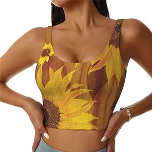 Mooie Zonnebloemen Print Comfortabele Vrouwen Sport Vest Yoga Workout Vest Voor Vrouwen Lichtgewicht Zomer, Zwart, S