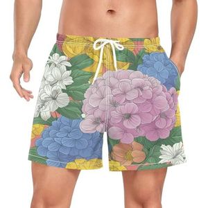 Niigeu Kunst Kleurrijke Bloemen Chrysanthemum Heren Zwembroek Shorts Sneldrogend met Zakken, Leuke mode, M