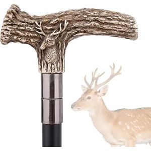 Wandelstok voor Revalidatietraining voor Ouderen, Unisex Witte Herten Aluminium Legering Wandelstok, Dubbele Britse Stijl Rollenspel Stok