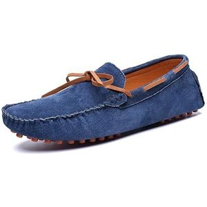 Loafers for heren Ronde neus Suède Vamp Rijden Loafers Bootschoenen Lichtgewicht Antislip Antislip Modieuze instappers (Color : Deep Blue, Size : 39 EU)