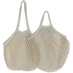 MZPOZB Draagbare Katoen Mesh Tas Draagbare Herbruikbare Boodschappentassen Voor Fruit Groente Tas Katoen Mesh String Organizer Handvat Netto Winkelen Zakken Tote Mesh Zakken, Warm Wit 13, S-10x35x38cm