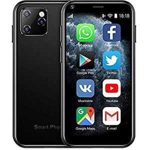 Rainbuvvy XS11 Mini-mobiele telefoon, 3G, kleine smartphone, 2,5 inch, Android 6.0, 1 GB RAM, 8 GB, ROM Dual SIM, HD WIFI Google Camera (zwart)