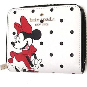 Kate Spade Disney X Minnie Mouse Kleine Portemonnee met Rits Wit Polka Dot, Wit, S, Portemonnee met rits