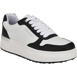 NINE WEST Calpha Sneaker voor dames, Wit Zwart 145, 36 EU