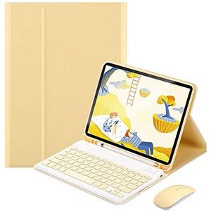 QYiiD Hoes met Toetsenbord en Muis voor iPad Pro 12,9 inch (6 2022/5 2021/4 2020/3 Gen 2018), slanke beschermhoes met pennenhouder draadloos afneembaar toetsenbord voor voor iPad Pro 12,9 inch, Geel