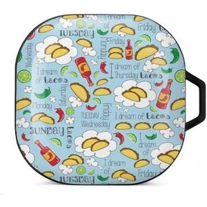 I Dream of Tacos Mexican Fiesta Days Oordopjes Hoesje Compatibel met Samsung Hard Shell Beschermhoes Zwart-Stijl
