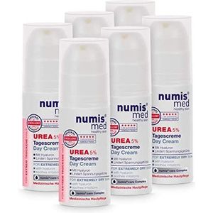 numis med Dagcrème 5% ureum – hydraterende gezichtsverzorging kalmeert gestreste huid – vochtinbrengende crème zonder siliconen, parabenen en minerale oliën – gezichtscrème (6 x 50 ml)