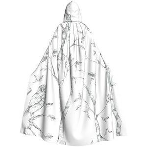 WURTON Grijze bossen en vogels print Halloween tovenaars capuchon jurk mantel kerst hoodie mantel cosplay voor vrouwen mannen