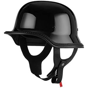 Motorhelm ECE-Gecertificeerd, WW2 Duitse Retro-Stijl Halfhelm Voor Volwassenen Mannen Vrouwen, Halfschaalhelmen Voor Bromfietsen Scooter Cruiser Chopper, Nieuwigheid Schedelkap Halve Helm B,XL