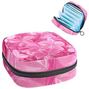 1 x maandverband, grote maandverband, organizer, herbruikbare eerste menstruatietas voor meisjes, dames, 17 x 17 x 12 cm, abstract roze bloemen, naadloos patroon