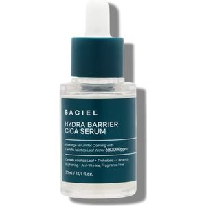 BACIEL - HYDRA BARRIER CICA SERUM 30 ml, 1,01 fl.oz - 68% Centellablad, Trehalose, Ceramide - Parfumvrij - Lichte Koreaanse vochtinbrengende crème voor het gezicht