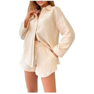 Leader of the Beauty Dames zomer tweedelige outfit top en shorts broek sets dunne casual losse gym activewear sets, Abrikoos, S