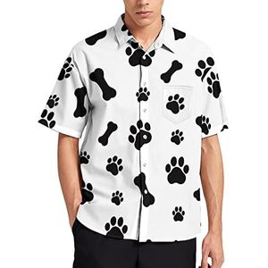 Hondenpoot print en botten Hawaiiaanse shirt voor mannen zomer strand casual korte mouw button down shirts met zak
