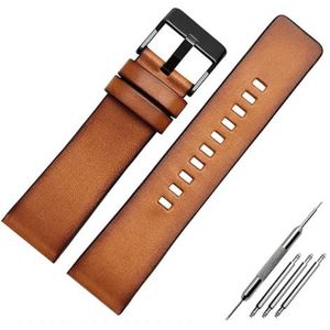 LQXHZ Echt Lederen Armband Compatibel Met Diesel DZ7406 DZ7408 DZ4476 DZ4343 Horlogeband Bruine Horlogeband 22mm 24 26mm Retro Polshorloges Band (Color : Brown black buckle, Size : 24mm)