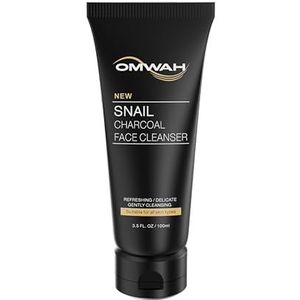 OMWAH Advanced Snail Mucin Gel Face Cleanser doordrenkt met actieve houtskool | Rijke dagelijkse diepe reinigingsgel (3.5 oz)