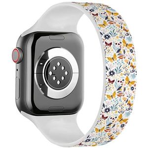 Solo Loop Band Compatibel met All Series Apple Watch 42/44/45/49mm (Floral Design) Elastische Siliconen Band Strap Accessoire, Siliconen, Geen edelsteen