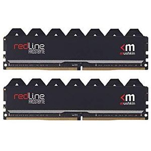 Mushkin Redline Zwart - DDR4 DRAM - 32GB (2x16GB) UDIMM Memory Kit - 3200MHz (PC4-25600) CL-16 - 288-pins 1.35V Desktop RAM - Non-ECC - Dual-Channel - FrostByte Black Heatsink - (MRC4U320GJJM1) 6GX2)