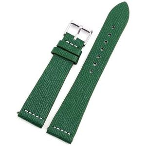 Jeniko Echt Lederen Horlogeband 16 Mm-22 Mm Handgemaakte Vintage Kalfsleer Palm Patroon Horlogeband Armband For Mannen Vrouwen (Color : Green-white line, Size : 20mm)