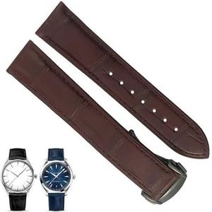 dayeer Leren horlogeband voor Omega De Ville Seamaster Constellation horlogeband (Color : Brown black, Size : 22mm)