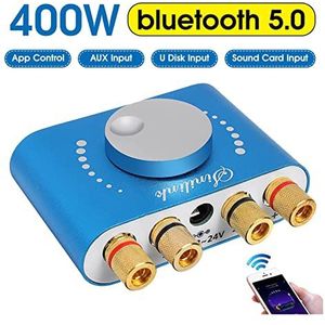 Audioversterker, 20 0W + 200W 12V / 24V Mini-versterker Bluetooth 5.0 Luidspreker Digitale Audio Power Class D HIFI Stereo USB Muziek geluidskaart Versterking Huisauto(Amplifier andAdapter)