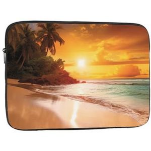 Laptophoes 10-17 inch laptophoes tropisch strand zonsondergang laptophoezen voor vrouwen mannen schokbestendige laptophoes