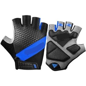 Sporthandschoenen Halfvingerhandschoenen Fietsen Sport Fitness Voor Heren En Dames Met Korte Vingers Mountainbike (Color : Blue, Size : S)