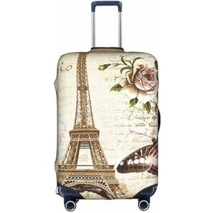 IguaTu Vintage Paris Eiffeltoren vlinder bagagehoes, trolleykoffer, beschermende elastische hoes, krasbestendige bagagehoes, geschikt voor bagage van 18-32 inch, Wit, L