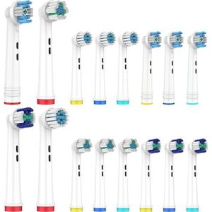 Perfekto24 Opsteekborstels compatibel met Oral B tandenborstels (verpakking van 16 stuks) - tandenborstelopzetstukken voor Oral B (set van 4 x Sensitive 4x Precision, 4x Cross, 4x Vitality..