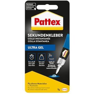 Pattex snellijm Ultra Gel, 3 g extra sterke & flexibele superlijm, schok- en waterbestendige reparatielijm met gel consistentie voor o.a. rubber, leer, hout
