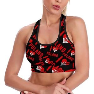 I Love Polen Ademend Sport BH's voor Vrouwen Draadloze Workout Yoga Vest Ondergoed Racerback Crop Tank Top XL