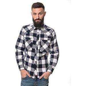 ROCK-IT Apparel I Flanellen Overhemd Heren Lange Mouw I Geruit Overhemd I Premium Casual Overhemd Plaid I Houthakkersoverhemd I Maten S-5XL I Blauw/Wit 4XL