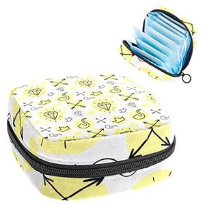 Maandverband Opbergtas,Draagbare maandverband Opbergzak,Pijlpatroon, Meerkleurig, 4.7x6.6x6.6 in/12x17x17 cm