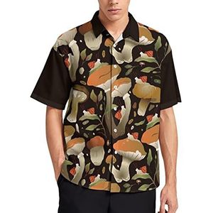 Herfst bos paddestoel Hawaiiaanse shirt voor mannen zomer strand casual korte mouw button down shirts met zak