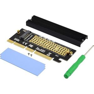 ADWITS PCI Express 3.0 4x 8x 16x naar M.2 NVMe en AHCI SSD-adapterkaart met koellichaam, zonder beugels en compatibel met Samsung 960 970 EVO PRO WD Zwart en meer