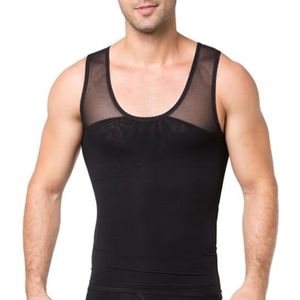 PEONNYT Afslanken Body Shaper Undershirts Spier Vest Compressie Tank voor Mannen Shapewear Taille Trainer Vest Workout Tank Tops, Zwart, XXL