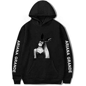nuannuan Ariana Grande Sweatshirt voor meisjes, met 3D-print, sweatshirt, schattige top, pullover, hoodie, schattige zangeres, meisjes, lange dames, casual, ruimvallend, XXS-4XL, zwart, XL