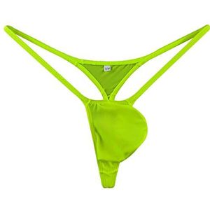 JJPOUCH Heren String Thong Bulge Pouch T-Back Bikini Nylon JJP1003, Geel, L-XL