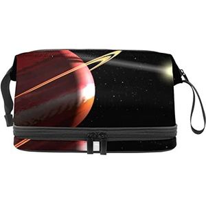 Grote capaciteit reizen cosmetische tas,Planeet Jupiter ruimte,Make-up tas,Waterdichte make-up tas organisator, Meerkleurig, 27x15x14 cm/10.6x5.9x5.5 in