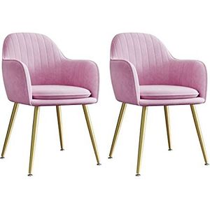 GEIRONV Fluwelen Dining Chair Set van 2, 47 × 44 × 83cm met metalen poten appartement make-upstoel for woonkamer slaapkamer Keukenstoel Eetstoelen (Color : Purple)