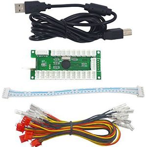 SJ@JX Arcade Game USB Encoder Code Board LED Power Light Zero Delay Game Controller DIY Kit 10x LED Button Cable 1x Joystick Cable for Retro Pie PC MAME Raspberry Pi