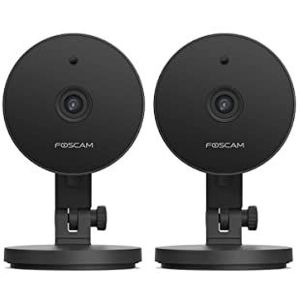 Foscam C2M-B IP-camera voor binnen, WLAN, HD, 2 MP, intelligente bewegingsdetectie, compatibel met Amazon Alexa, zwart