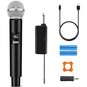 HUACAM enkele draadloze karaoke-microfoon, professionele oplaadbare radiomicrofoon, draadloze handmicrofoon, partysysteem, DJ-zangtoespraak kerk, feest, bruiloft