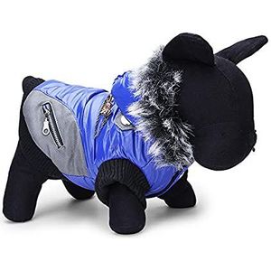 HaiMa Pet Dog Winter Poly Urethaan Hooded Wadded Warm Katoenen Jas Jacket - Mblue