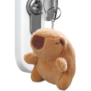 KARFRI Capybara pop sleutelhanger, Capybara knuffels sleutelhanger, Kawaii Plushies pop Capybara, realistische Capybara pluche pop speelgoed sleutelhanger, Capybara zachte squishy (pluche, 12 cm)