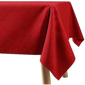 Filumi Tafelkleed 140 x 240 cm, rood, afwasbaar, voor binnen en buiten, marmerpatroon Manil