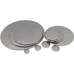 Roestvrij staal Cirkelvormige Schijf, 1/2/5/10 stuks gatloze platte pakking massieve ronde platen dia 6-300 mm dikte 1-3 mm (kleur: zilver, maat: 50x1 mm (1 stuks)) (Color : Silver, Size : 200x1.5mm